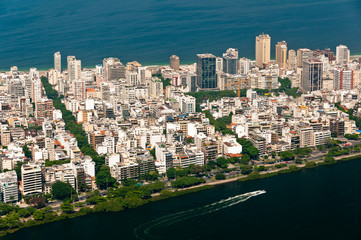 Ipanema District in Rio de Janeiro between Ocean and Lake