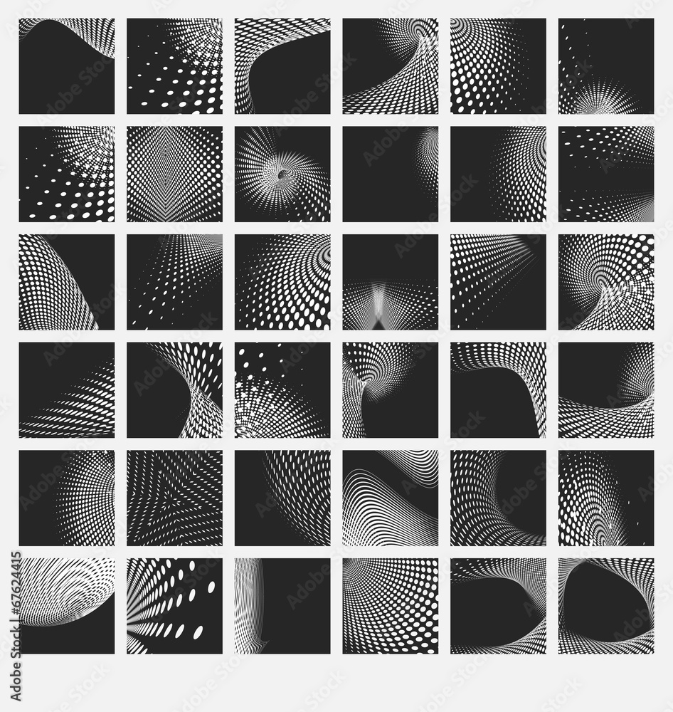 Poster set of dotted abstract forms