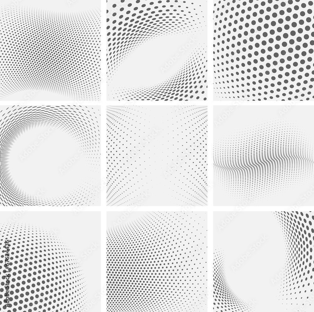 Poster set of dotted abstract forms