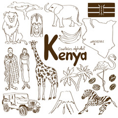 Obraz premium Collection of Kenya icons