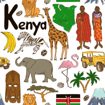 Sketch Kenya seamless pattern