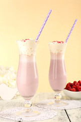 Delicious milkshake on table