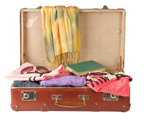 Clothes on old suitcase
