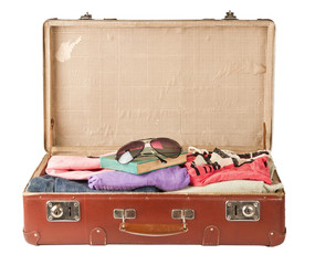 Clothes on old suitcase