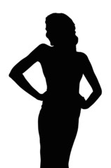 Silhouette of Slim Girl Posing at Beauty Pageant