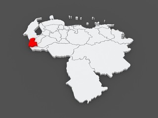 Map of Tachira. Venezuela.