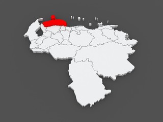 Map of Falcon. Venezuela.