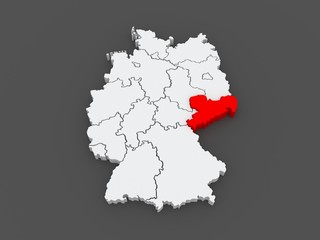 Map of Saxony. Germany.