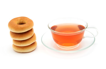 cup of tea with bagels