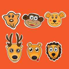 Funny Animal Heads Vector illustration