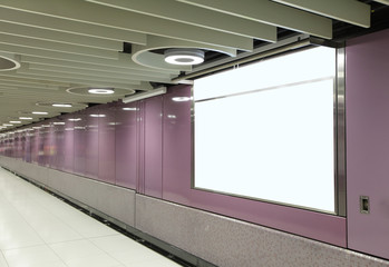 Blank Billboard in metro subway station