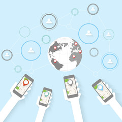 Abstract network concept with hands