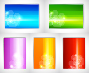 Set of backgrounds with hexagons