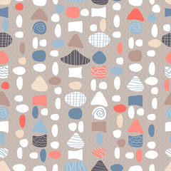 seamless pattern with sea shells and stones