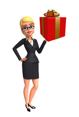 Young Business Woman with gift box