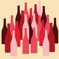 vector set of wine or vinegar bottles silhouettes