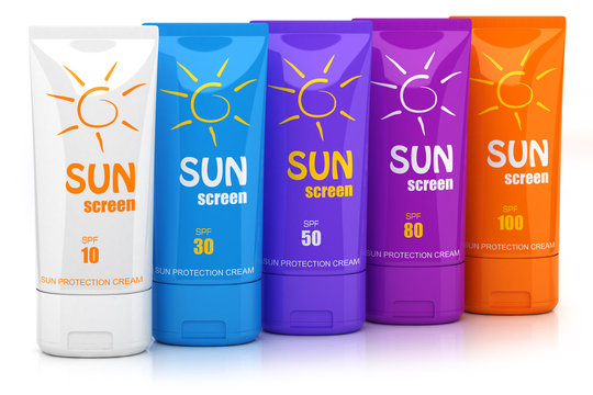 Set of suntan cream
