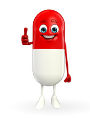 Pill Character is thumbs up