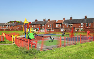 Playground and typical English buildings