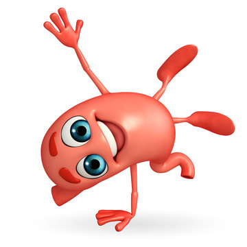 Cartoon Character of stomach with hand standing pose