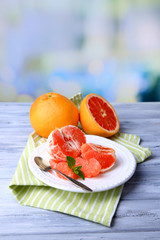Ripe peeled grapefruits