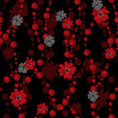 Elegant cute flowers seamless pattern on black