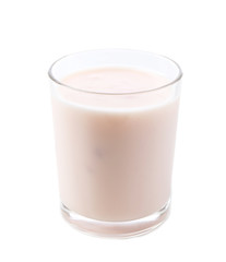 Glass of yogurt isolated on white