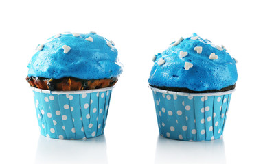 Tasty cupcake isolated on white