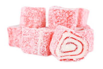 Tasty Turkish delight isolated on white