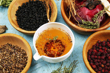 Traditional chinese herbal medicine ingredients, close-up
