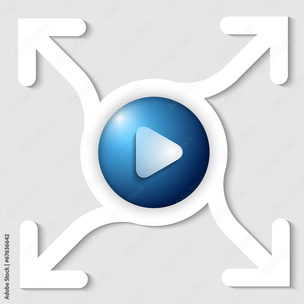 Poster abstract frame with four arrows and play symbol