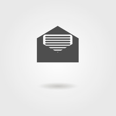 open envelope black icon with shadow