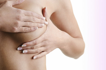 Female controlling breast for cancer