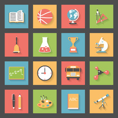 School flat icons set