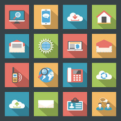 Communication icons set flat design