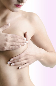Female controlling breast for cancer