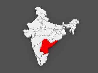 Map of Andhra Pradesh. India.