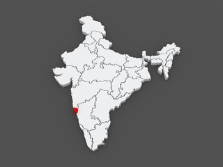 Map of Goa. India.