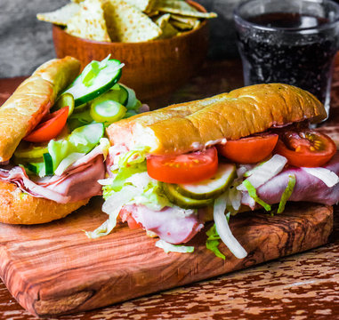 Italian Hoagie With Ham And Vegetables