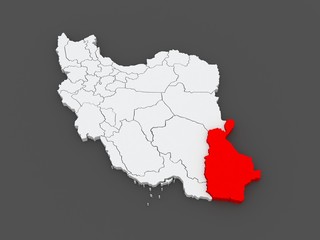 Map of Sistan and Baluchestan. Iran.