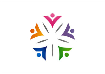 Vector Icon Teamwork Hugging group of People