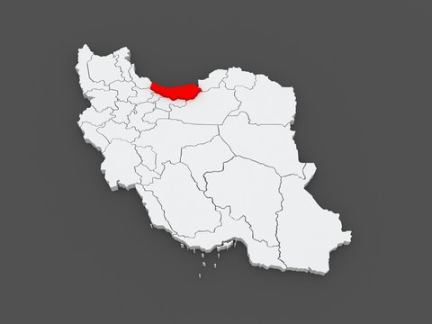 Map of Mazandaran. Iran.