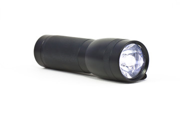 small led flashlight on white background