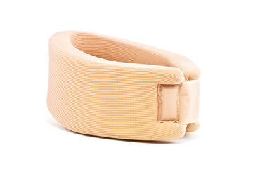 Neck support brace on white background , soft cervical collar