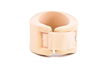 Neck support brace on white background , soft cervical collar