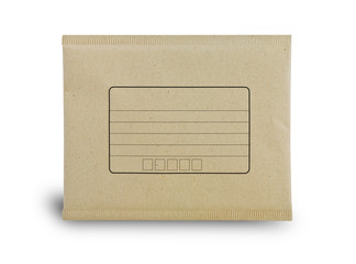 Brown envelope on white background