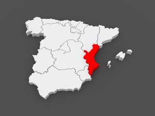 Map of Valencia. Spain.