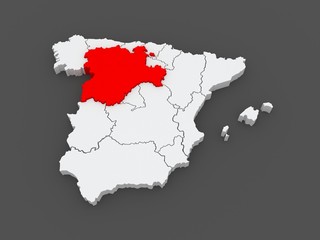 Map of Castile and Leon. Spain