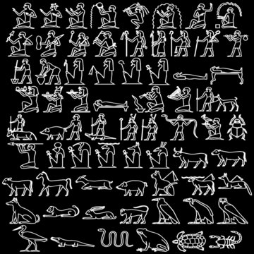 Egyptian hieroglyphs black