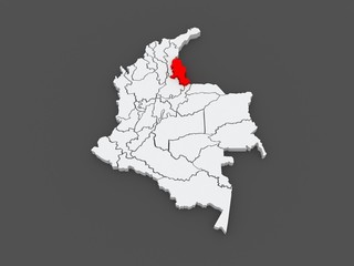 Map of Norte de Santander. Colombia.
